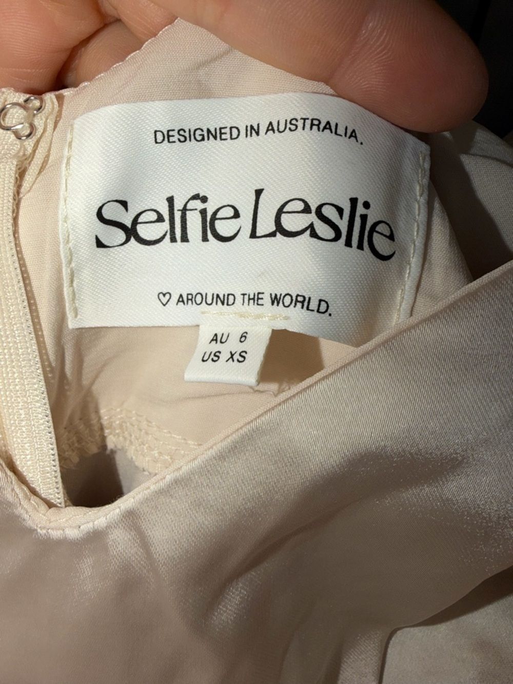 ✨ Selfie Leslie Champagne Satin Cut-Out Mini Dress XS NWOT - Picture 9 of 9